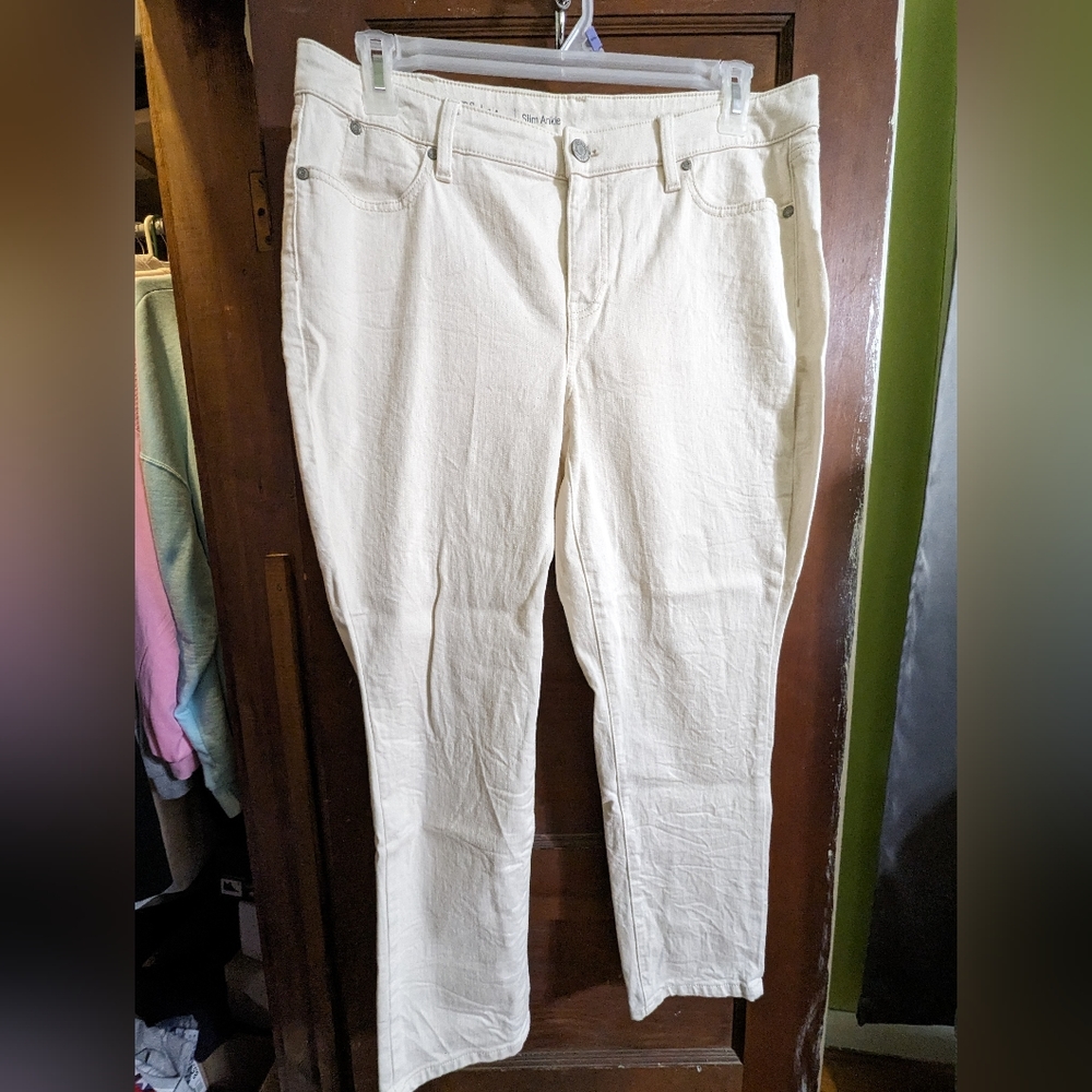 14WP Talbots Cream Slim Ankle Jeans